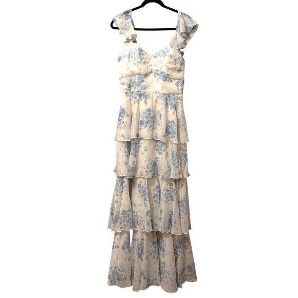 No Brand Dresses & Skirts - Special Occasion Tiered Floral Dress Romantic Ruffle Strap Sweetheart Neck Sz 8